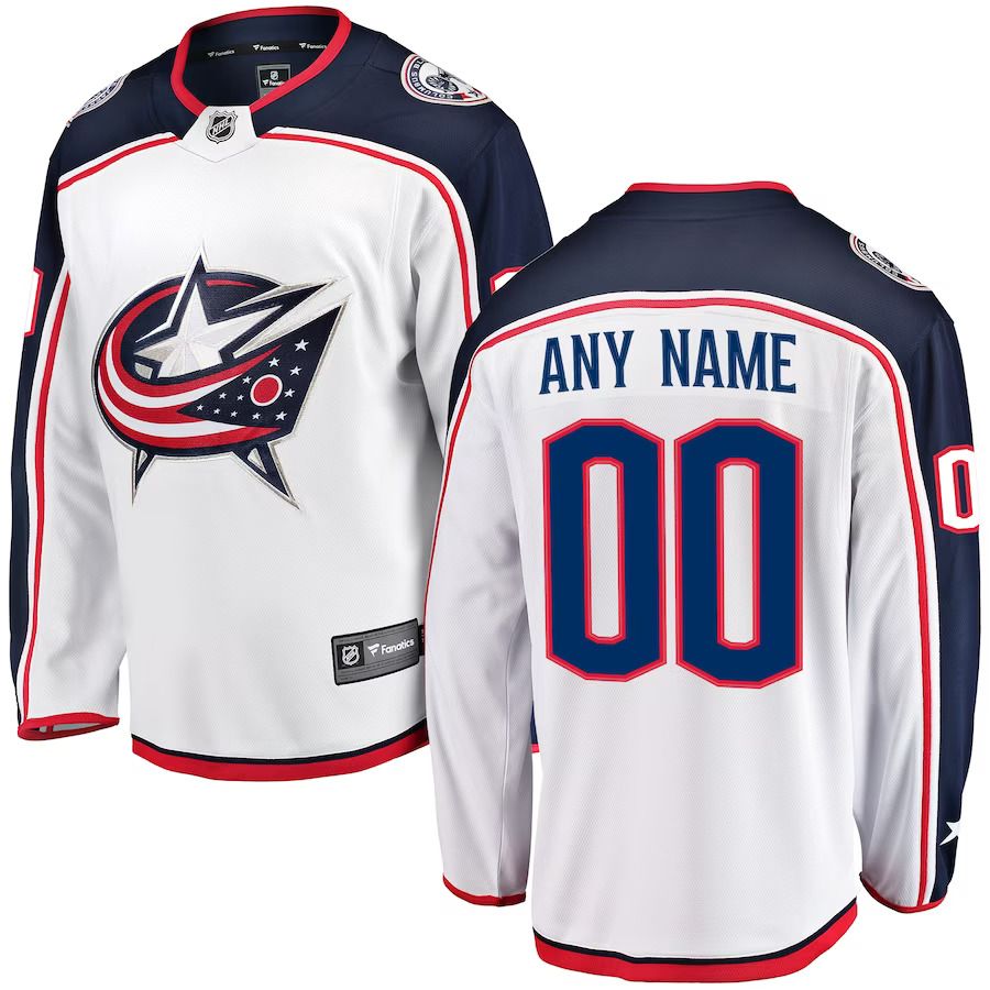 Men Columbus Blue Jackets Fanatics Branded White Away Breakaway Custom NHL Jersey->customized nhl jersey->Custom Jersey